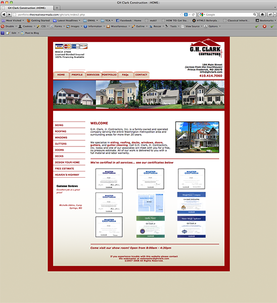 GH Clark Construction Website
