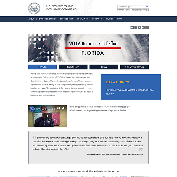 SEC.gov 2017 Hurricane Relief Effort